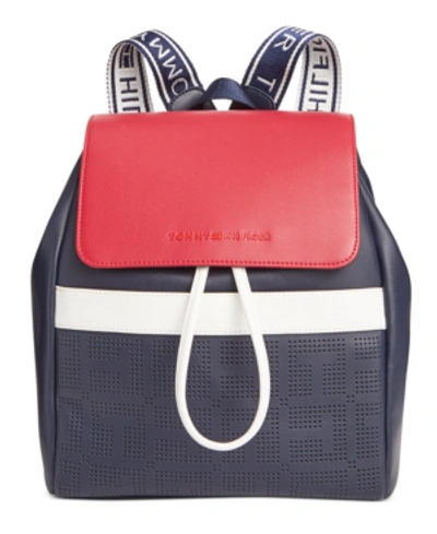 Tommy Hilfiger Callie Backpack In Navy/red/white/gold | ModeSens