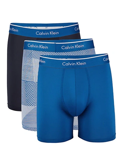 Shop Calvin Klein 3-pack Boxer Briefs In Blue Multi