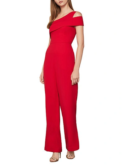 Shop Bcbgmaxazria Satin Back Crepe Jumpsuit In Burnt Red