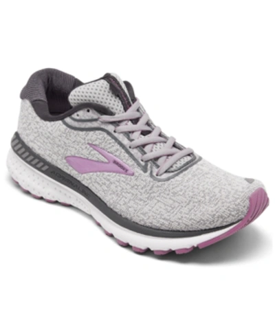 Shop Brooks Women's Adrenaline Gts 20 Running Sneakers From Finish Line In Grey/white/valerian