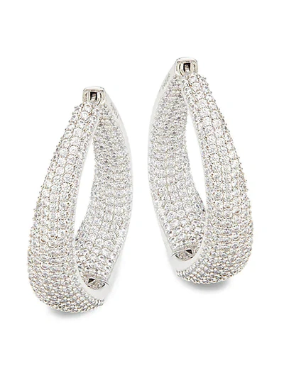 Shop Adriana Orsini Rhodium-plated & Crystal Twist Hoop Earrings