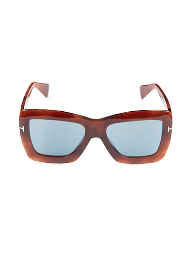 Shop Tom Ford 55mm Square Sunglasses In Brown Blue