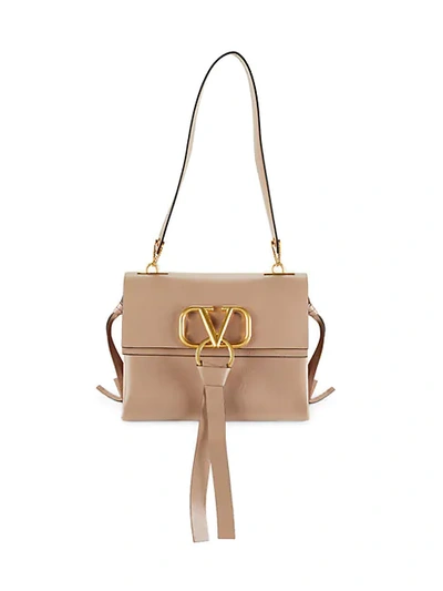 Shop Valentino Boxed Leather Shoulder Bag In Beige