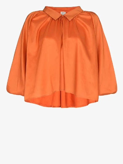 Shop Totême Kerala Collared Pouf Sleeve Blouse In Orange