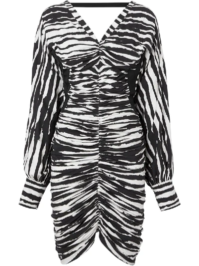 Shop Burberry Watercolour Zebra-print Mini Dress In Black