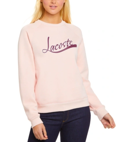 Shop Lacoste Women's Classic-fit Long-sleeve Graphic Sweatshirt In Nidus/pruneau