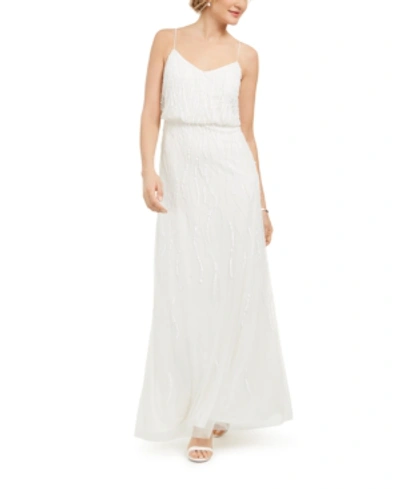 Shop Adrianna Papell Embellished Blouson Gown In Ivory