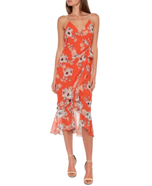 floral wrap front dress