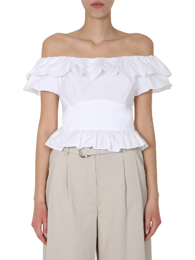 Shop Michael Michael Kors Volant Top In Bianco