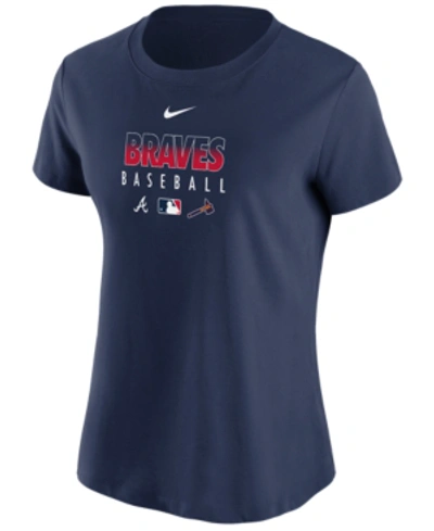 Shop Nike Atlanta Braves Women's Authentic Baseball T-shirt In Navy
