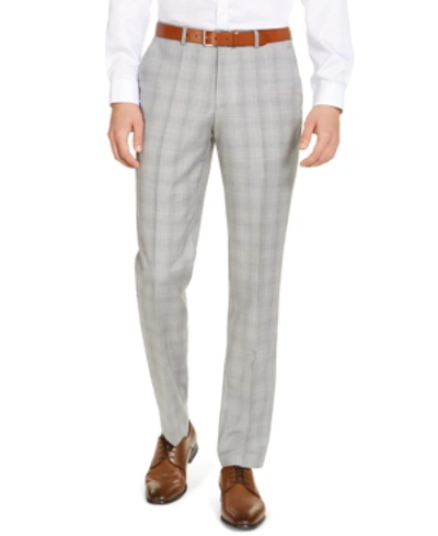 Shop Hugo Men's Modern-fit Light Gray Plaid Wool Suit Pants, Created For Macy's In Grey