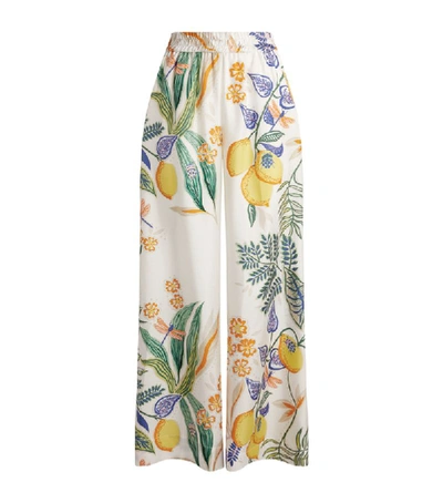 Shop La Doublej Botanical Print Silk Trousers