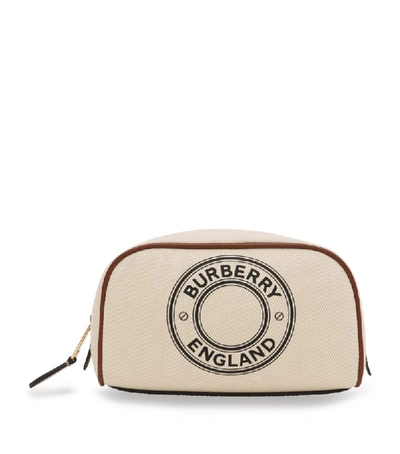 Shop Burberry Small Cotton Canvas Logo Travel Pouch