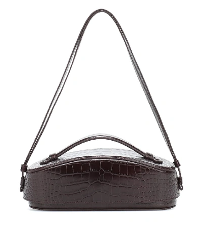 Shop Low Classic Structure Leather Shoulder Bag In Brown