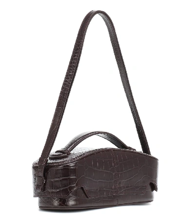 Shop Low Classic Structure Leather Shoulder Bag In Brown