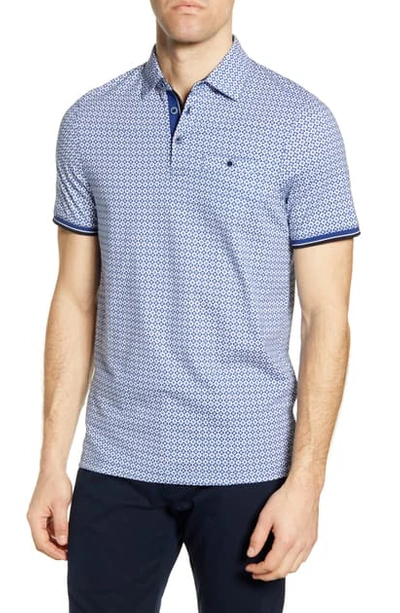 Shop Ted Baker Geometric Print Slim Fit Polo In Navy