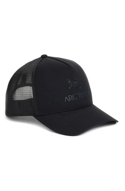 Shop Arc'teryx Logo Trucker Hat In Black