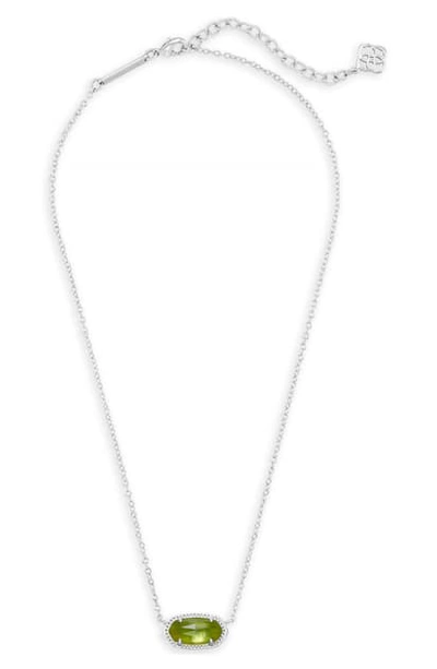 Shop Kendra Scott Elisa Birthstone Pendant Necklace In August/peridot Illusion/silver