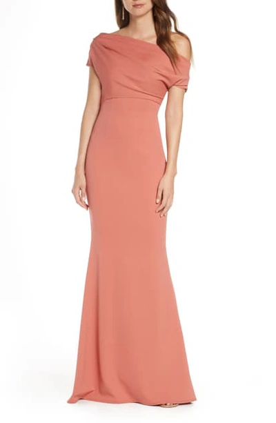 Katie May Hannah Off The Shoulder Crepe Trumpet Gown In Rosewood ModeSens