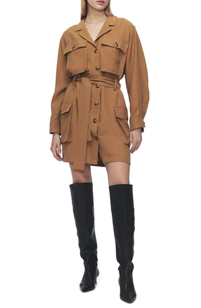 Shop Anine Bing Kaiden Belted Utility Dress In Camel