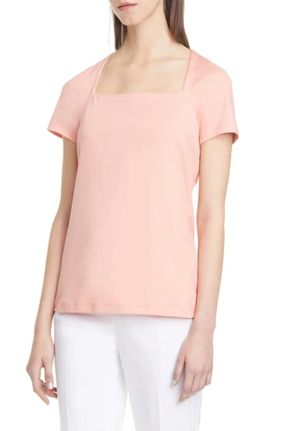 Shop Lafayette 148 Corinne Cotton Stretch Top In Rich Coral