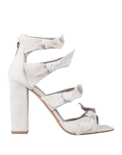 Shop Cafènoir Woman Sandals Light Grey Size 11 Soft Leather