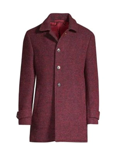 Shop Isaia Speckled Cashmere Overcoat In Red