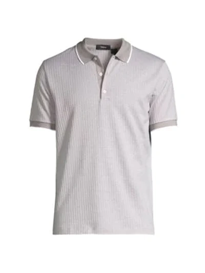 Shop Theory Contrast Comfort-fit Polo Shirt In Smoke White