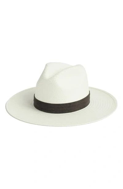 Shop Janessa Leone Marcell Packable Straw Fedora In Bleach/ Charcoal