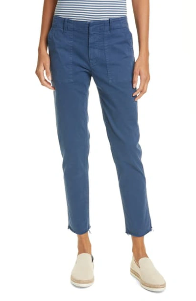 Shop Nili Lotan Jenna Slim Crop Stretch Twill Pants In Vintage Blue