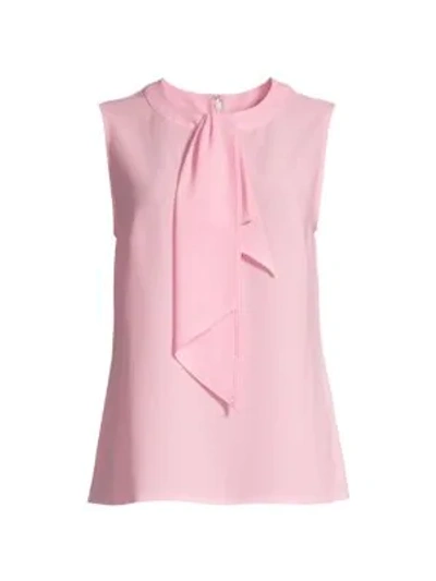 Shop Misook Men's Draped Tie-neck Sleeveless Blouse In Pink Taffy