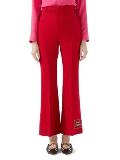 Shop Gucci Cady Crepe Wool Silk Pants In Fire