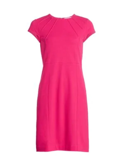 Shop Joan Vass Stretch Pique Casual Dress In Azalea