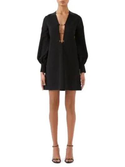 Shop Gucci Long-sleeve Compact Stretch-viscose Dress In Black