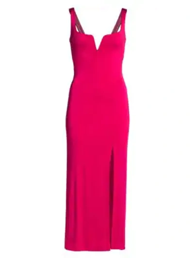 Shop Galvan Corset Slit Cocktail Dress In Hot Pink