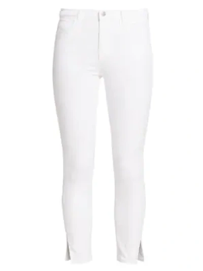 Shop J Brand Alana High-rise Split Hem Crop Skinny Jeans In Braided Blanc