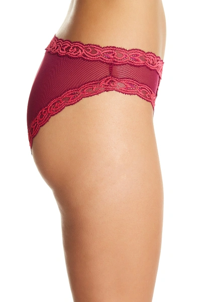 Shop Natori Feathers Lace Hipster Briefs In Berry-pink