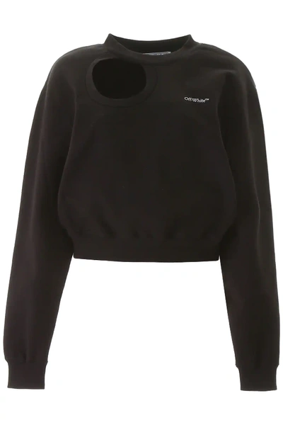 Shop Off-white Meteor Cropped Sweatshirt In Black
