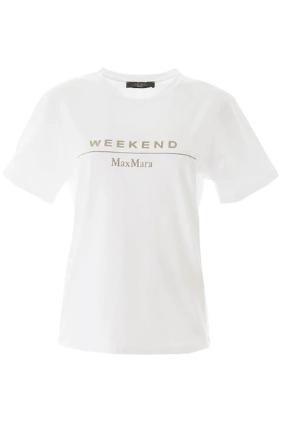 Shop Weekend Max Mara Kabuki T-shirt With Logo Print In White