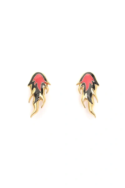 Shop Ambush Flame Earrings In Gold,red,black