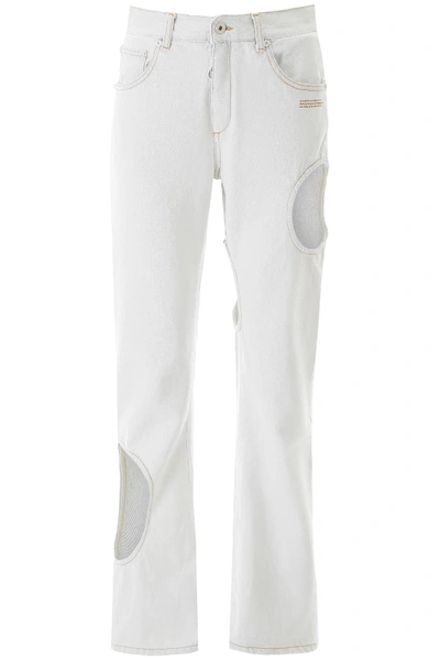 Shop Off-white Baggy Jeans With Cut-out In Light Blue