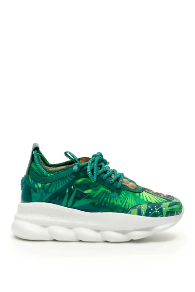 Shop Versace Jungle Print Chain Reaction Sneakers In Green