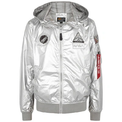 Shop Alpha Industries Nasa Ma-1 Silver Hooded Shell Jacket