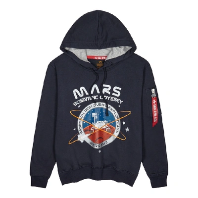 Shop Alpha Industries Mission To Mars Printed Cotton-blend Sweatshirt In Navy