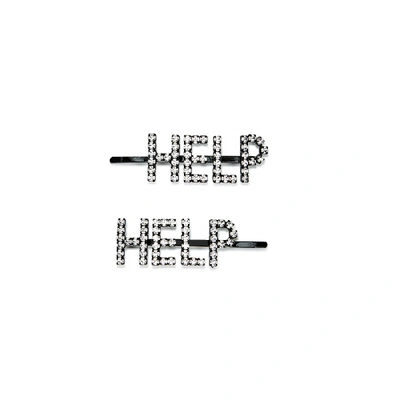Shop Ashley Williams Help Crystal-embellished Hair Clips - Set Of Two