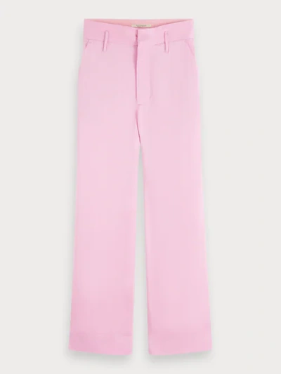 Shop Scotch & Soda Cropped Pink Crepe Trousers