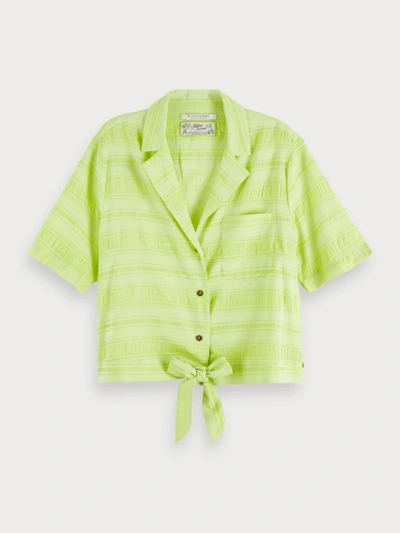 Shop Scotch & Soda Cotton Silk Hawaii Shirt In Green