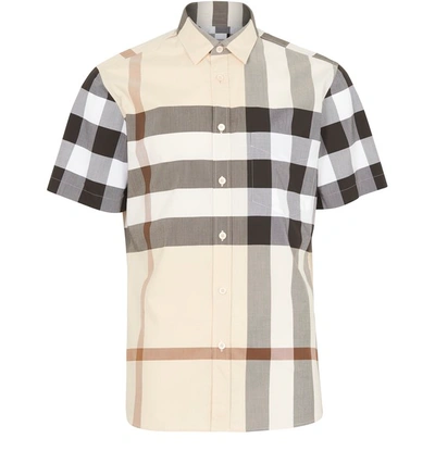 Shop Burberry Somerston Short Sleeves Shirt In Modern Beige Ip Chk