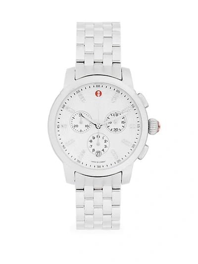 Shop Michele Stainless Steel & Diamond Chronograph Bracelet Watch