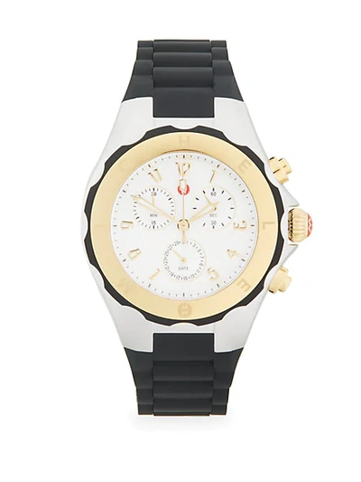Shop Michele Goldtone & Stainless Steel Chronograph Silicone-strap Watch